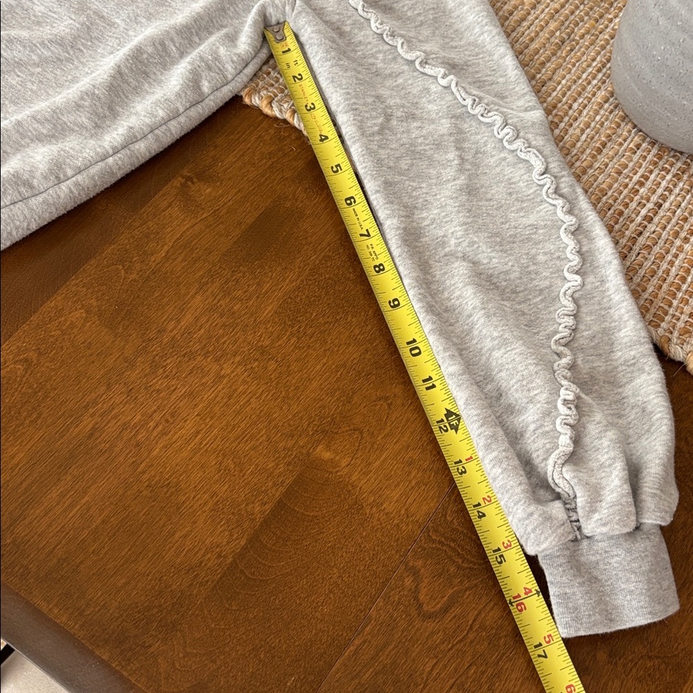 Evereve Light Gray Ruffle Crew Sweatshirt - Picture 11 of 12